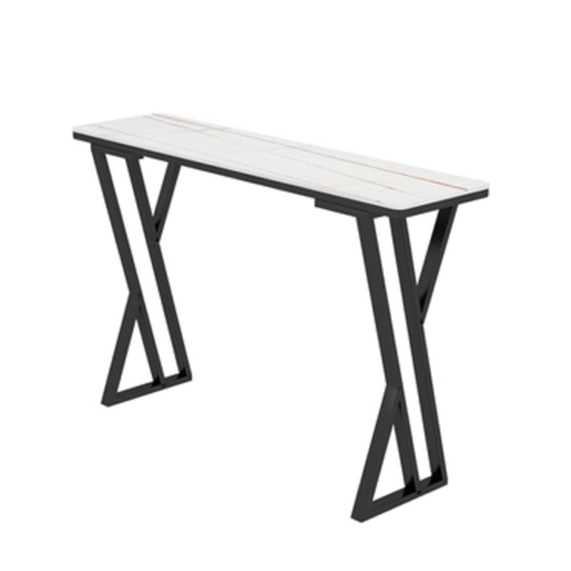 1/5 Pieces Bar Stool and Table Set Rectangular Modern Pub Table Set White-Black 79"L x 16"W Clearhalo 'Bar Furniture' 'furn' 'furn_home_bar_bar_sets' 'Furniture' 'Home Bars & Bar Sets' 'home_bar_bar_sets' 'Kitchen & Dining Furniture' 6611977
