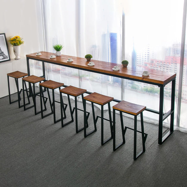 Solid Wood Table and Stool Set 1/2/7 Pieces Counter Height Pub Set 7 Pieces: Table, 6 Stools Clearhalo 'Bar Furniture' 'furn' 'furn_home_bar_bar_sets' 'Furniture' 'Home Bars & Bar Sets' 'home_bar_bar_sets' 'Kitchen & Dining Furniture' 6612048