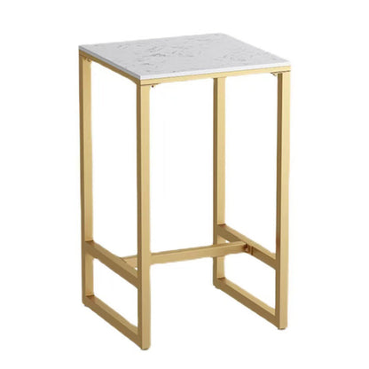 Glam Pub Table Set 1/3/5 Pieces Faux Marble Bar Table with Stools White 28"L x 28"W Clearhalo 'Bar Furniture' 'furn' 'furn_home_bar_bar_sets' 'Furniture' 'Home Bars & Bar Sets' 'home_bar_bar_sets' 'Kitchen & Dining Furniture' 6612061
