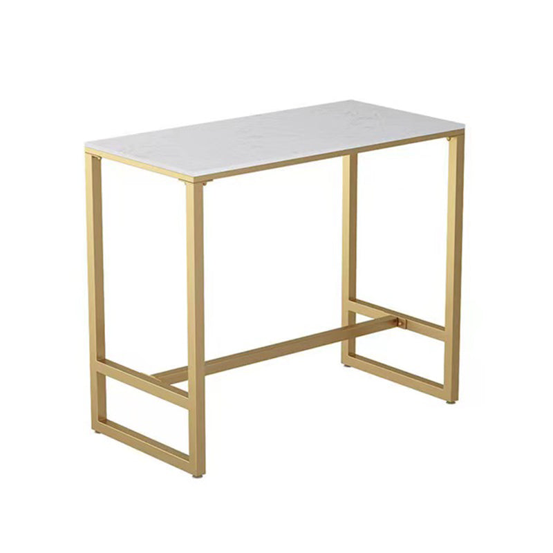 Glam Pub Table Set 1/3/5 Pieces Faux Marble Bar Table with Stools White 63"L x 24"W Clearhalo 'Bar Furniture' 'furn' 'furn_home_bar_bar_sets' 'Furniture' 'Home Bars & Bar Sets' 'home_bar_bar_sets' 'Kitchen & Dining Furniture' 6612066