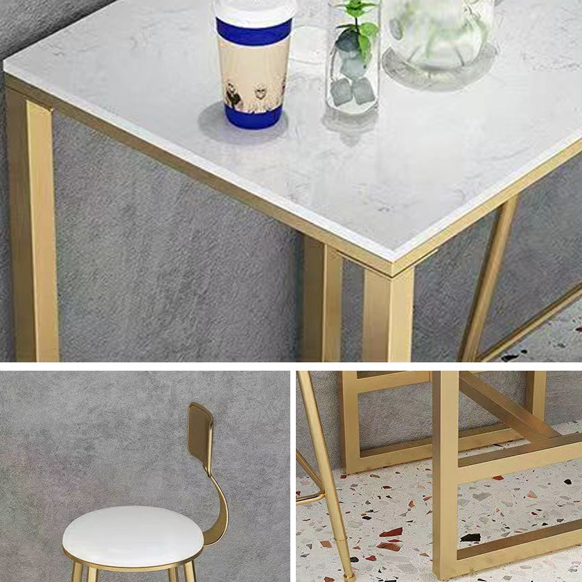 Glam Pub Table Set 1/3/5 Pieces Faux Marble Bar Table with Stools Clearhalo 'Bar Furniture' 'furn' 'furn_home_bar_bar_sets' 'Furniture' 'Home Bars & Bar Sets' 'home_bar_bar_sets' 'Kitchen & Dining Furniture' 6612067