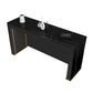 Contemporary Stone Pub Dining Set 1/2/3 Pieces Counter Table with Upholstered Stools Black 71"L x 16"W Clearhalo 'Bar Furniture' 'furn' 'furn_home_bar_bar_sets' 'Furniture' 'Home Bars & Bar Sets' 'home_bar_bar_sets' 'Kitchen & Dining Furniture' 6612214