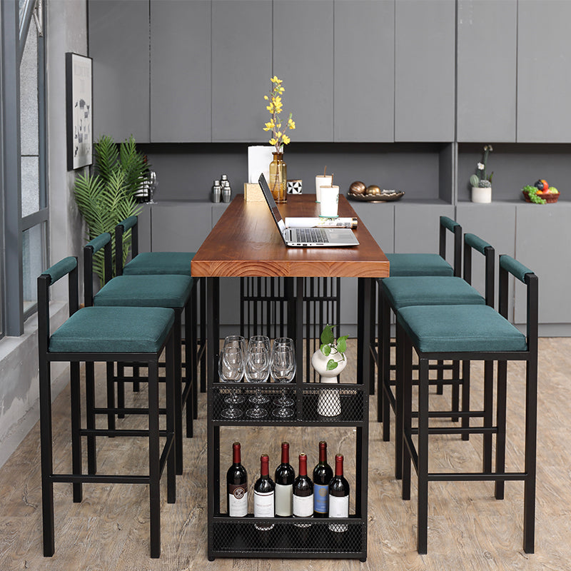 Modern Bar Table Set 1/7 Pieces Solid Wood Counter Table with Upholstered Stools Clearhalo 'Bar Furniture' 'furn' 'furn_home_bar_bar_sets' 'Furniture' 'Home Bars & Bar Sets' 'home_bar_bar_sets' 'Kitchen & Dining Furniture' 6612307