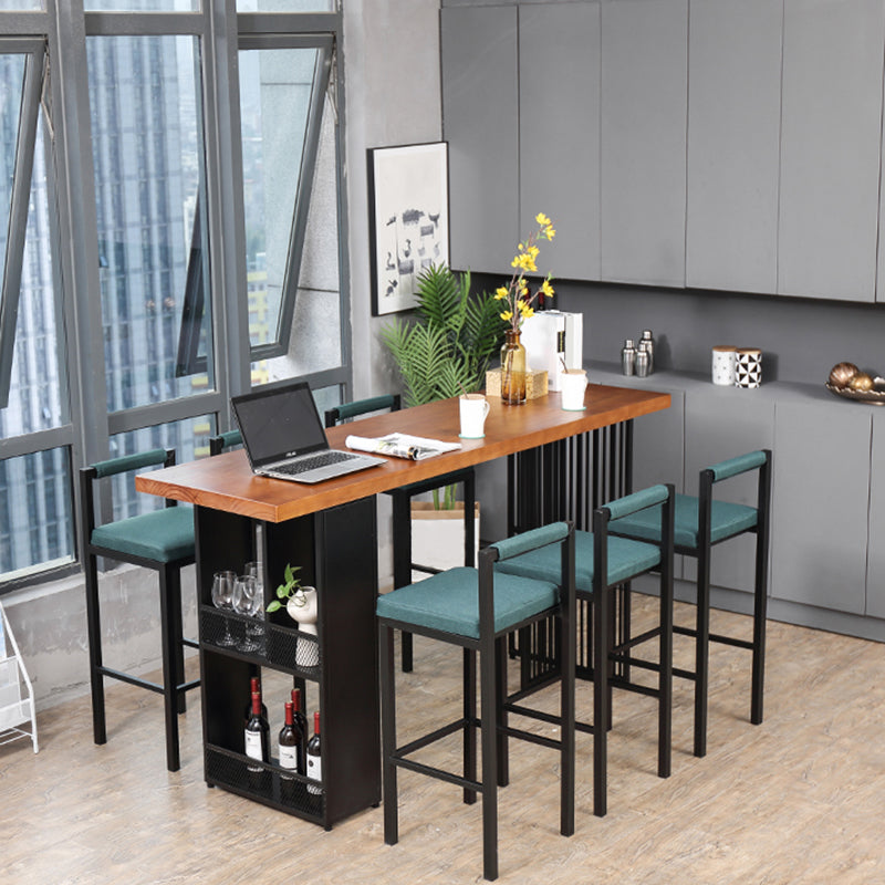 Modern Bar Table Set 1/7 Pieces Solid Wood Counter Table with Upholstered Stools Clearhalo 'Bar Furniture' 'furn' 'furn_home_bar_bar_sets' 'Furniture' 'Home Bars & Bar Sets' 'home_bar_bar_sets' 'Kitchen & Dining Furniture' 6612308