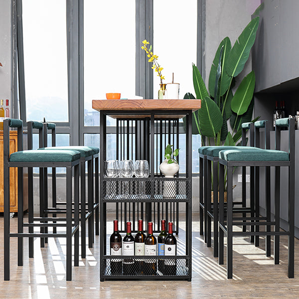 Modern Bar Table Set 1/7 Pieces Solid Wood Counter Table with Upholstered Stools Clearhalo 'Bar Furniture' 'furn' 'furn_home_bar_bar_sets' 'Furniture' 'Home Bars & Bar Sets' 'home_bar_bar_sets' 'Kitchen & Dining Furniture' 6612315