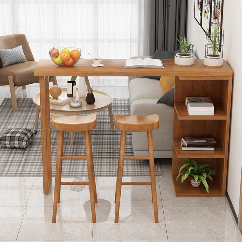 Brown Bar Stool and Table Set 1/3 Pieces Solid Wood Pub Dining Set Clearhalo 'Bar Furniture' 'furn' 'furn_home_bar_bar_sets' 'Furniture' 'Home Bars & Bar Sets' 'home_bar_bar_sets' 'Kitchen & Dining Furniture' 6612334