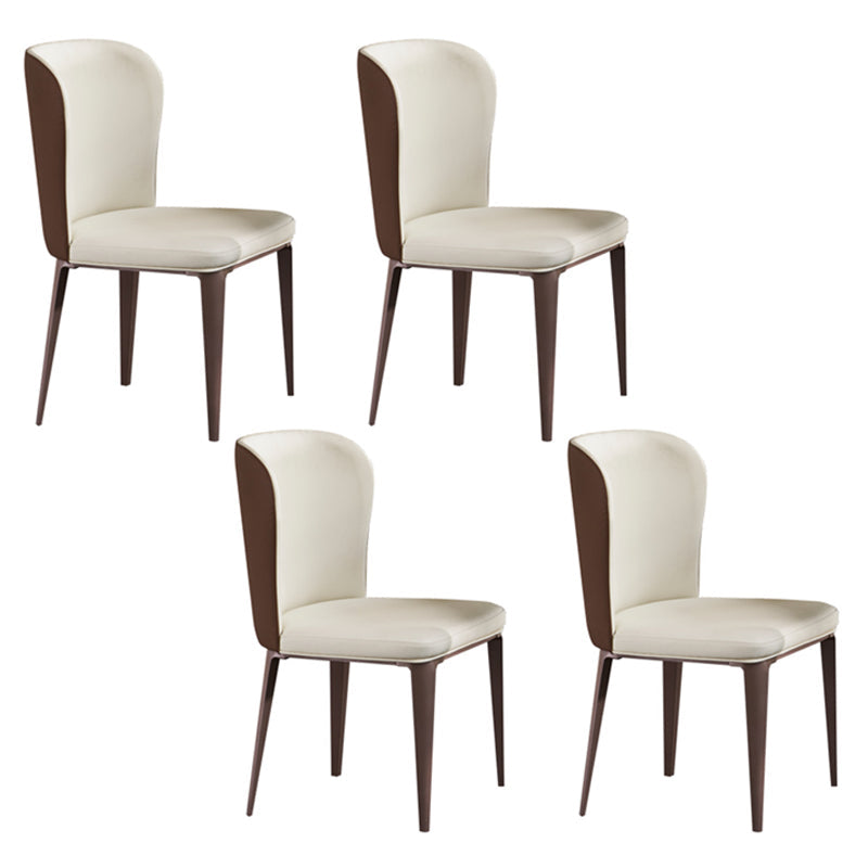 Glossy White Dining Table Set 1/4/5 Pieces Metal Base Table with Leather Chairs 4 White Chairs Clearhalo 'Dining Room Sets' 'Dining Tables & Seating' 'dining_room_set' 'furn' 'furn_dining_room_set' 'Furniture' 'Kitchen & Dining Furniture' 6612376