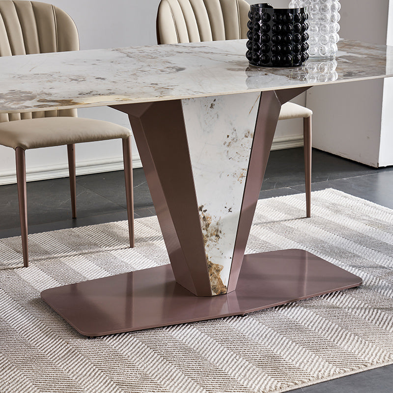 Glossy White Dining Table Set 1/4/5 Pieces Metal Base Table with Leather Chairs Clearhalo 'Dining Room Sets' 'Dining Tables & Seating' 'dining_room_set' 'furn' 'furn_dining_room_set' 'Furniture' 'Kitchen & Dining Furniture' 6612379