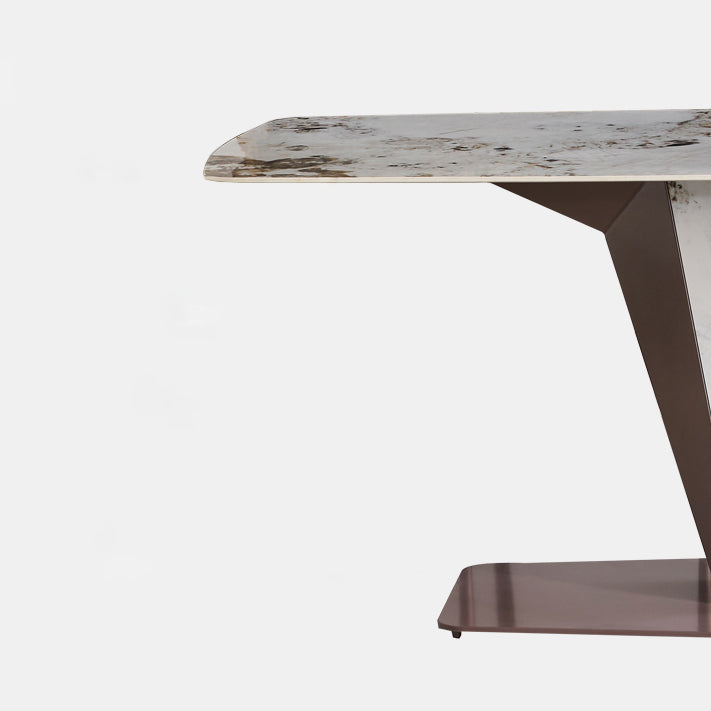 Glossy White Dining Table Set 1/4/5 Pieces Metal Base Table with Leather Chairs Clearhalo 'Dining Room Sets' 'Dining Tables & Seating' 'dining_room_set' 'furn' 'furn_dining_room_set' 'Furniture' 'Kitchen & Dining Furniture' 6612381