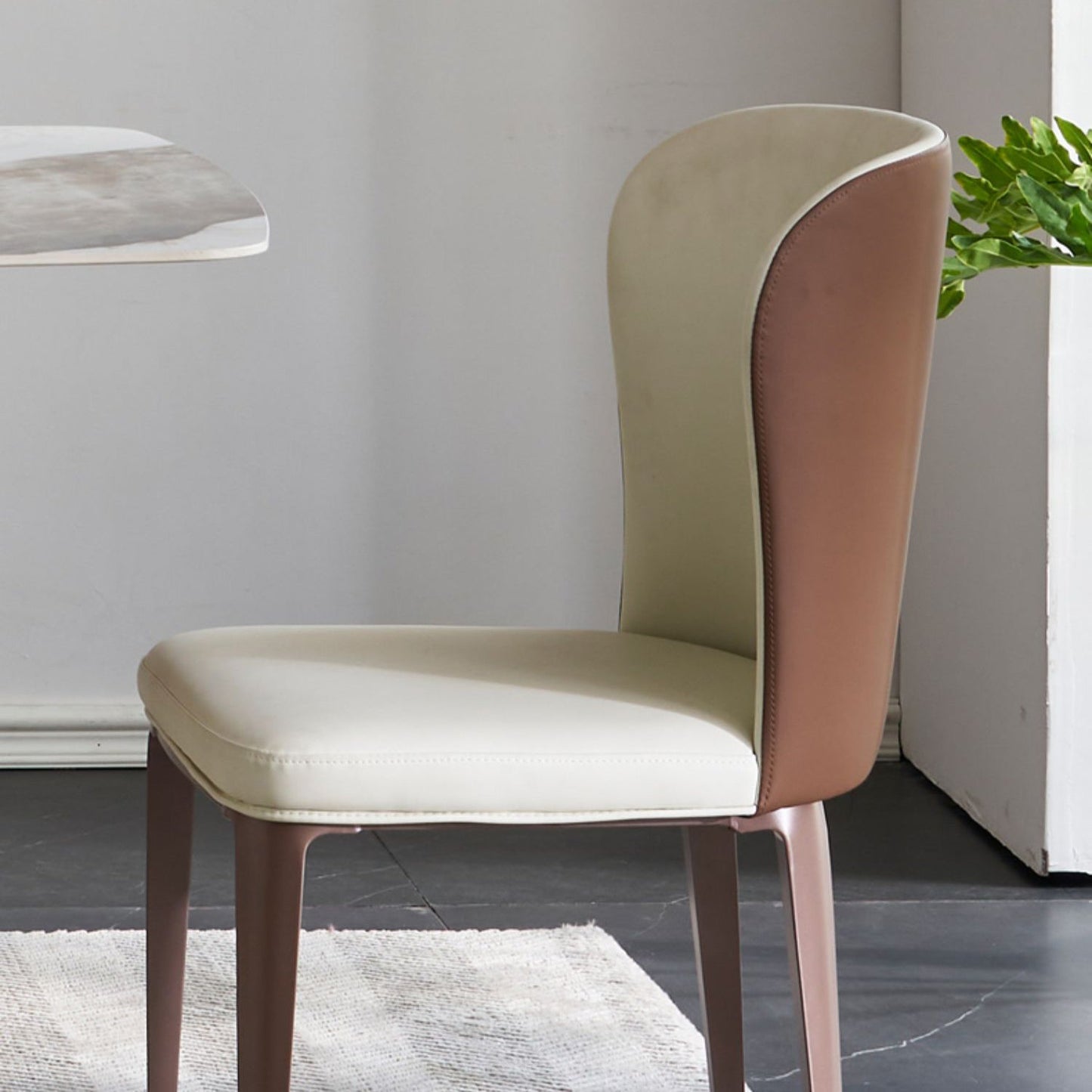 Glossy White Dining Table Set 1/4/5 Pieces Metal Base Table with Leather Chairs Clearhalo 'Dining Room Sets' 'Dining Tables & Seating' 'dining_room_set' 'furn' 'furn_dining_room_set' 'Furniture' 'Kitchen & Dining Furniture' 6612384