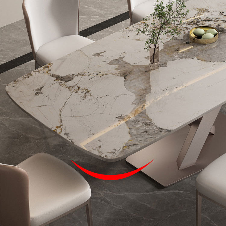 Glam Style Rectangle Table Set 1/2/5/7 Pieces Dining Set with Metal Legs Clearhalo 'Dining Room Sets' 'Dining Tables & Seating' 'dining_room_set' 'furn' 'furn_dining_room_set' 'Furniture' 'Kitchen & Dining Furniture' 6612417