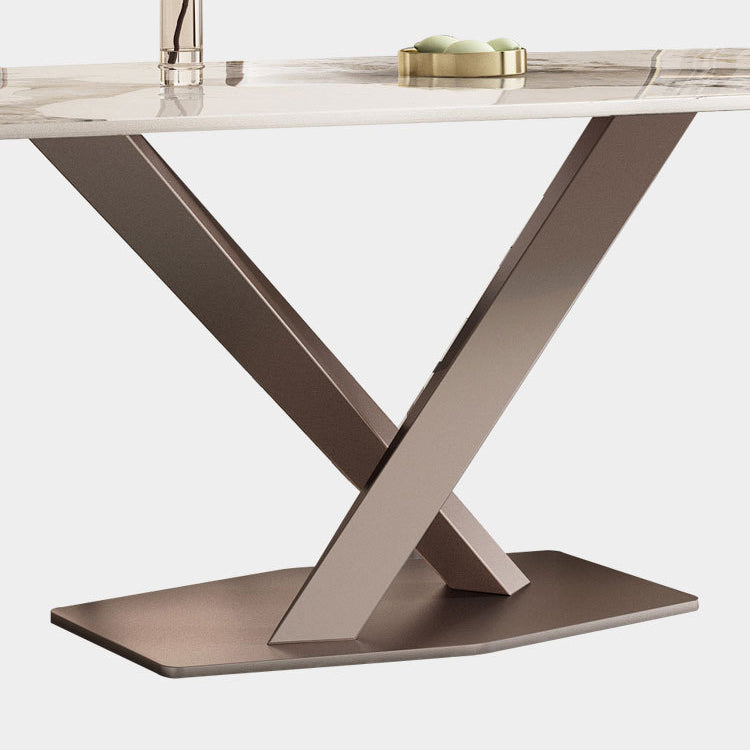 Glam Style Rectangle Table Set 1/2/5/7 Pieces Dining Set with Metal Legs Clearhalo 'Dining Room Sets' 'Dining Tables & Seating' 'dining_room_set' 'furn' 'furn_dining_room_set' 'Furniture' 'Kitchen & Dining Furniture' 6612419