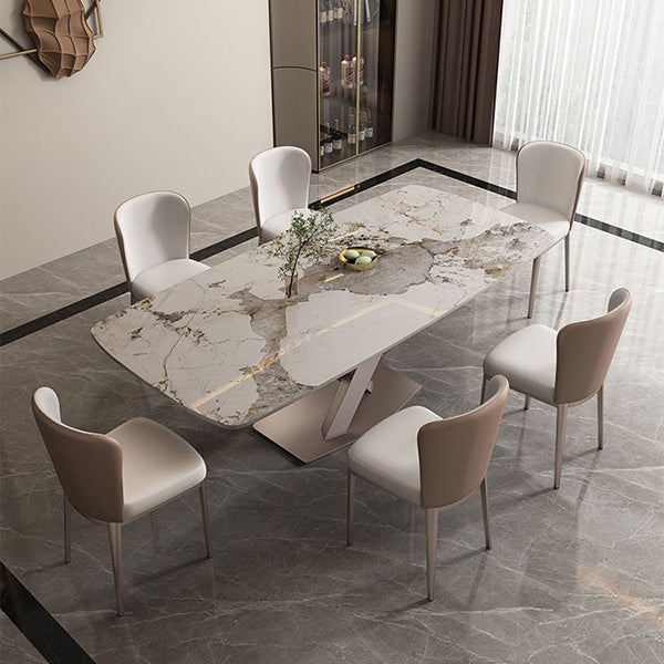 Glam Style Rectangle Table Set 1/2/5/7 Pieces Dining Set with Metal Legs Clearhalo 'Dining Room Sets' 'Dining Tables & Seating' 'dining_room_set' 'furn' 'furn_dining_room_set' 'Furniture' 'Kitchen & Dining Furniture' 6612422