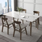 Modern 1/4/5/7 Pieces Furniture Stone Rectangle Dining Table Set in White 5 Pieces: Table, 4 Chairs Clearhalo 'Dining Room Sets' 'Dining Tables & Seating' 'dining_room_set' 'furn' 'furn_dining_room_set' 'Furniture' 'Kitchen & Dining Furniture' 6612447