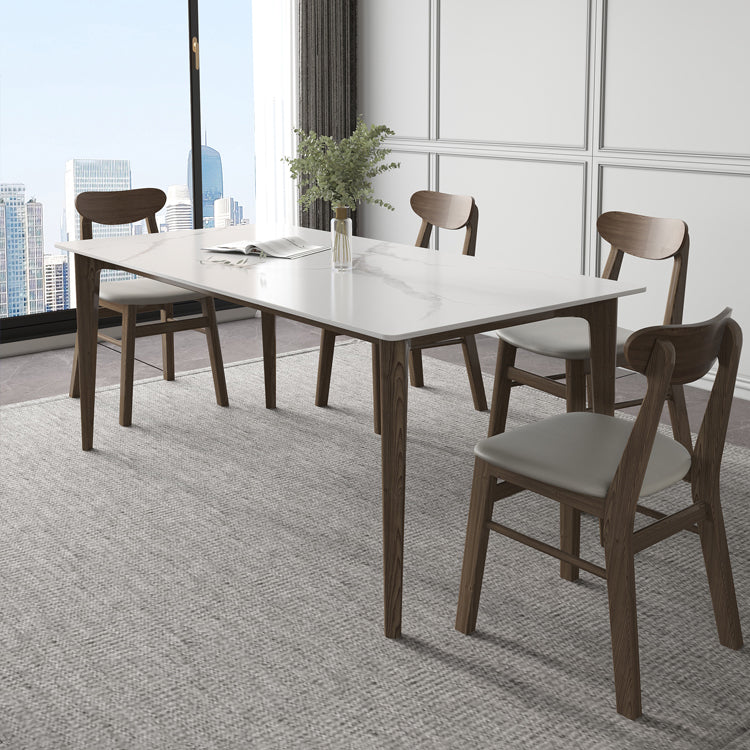 Modern 1/4/5/7 Pieces Furniture Stone Rectangle Dining Table Set in White Clearhalo 'Dining Room Sets' 'Dining Tables & Seating' 'dining_room_set' 'furn' 'furn_dining_room_set' 'Furniture' 'Kitchen & Dining Furniture' 6612448