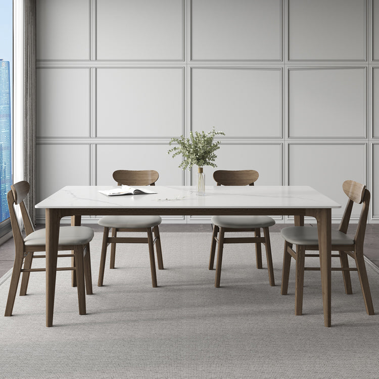 Modern 1/4/5/7 Pieces Furniture Stone Rectangle Dining Table Set in White Clearhalo 'Dining Room Sets' 'Dining Tables & Seating' 'dining_room_set' 'furn' 'furn_dining_room_set' 'Furniture' 'Kitchen & Dining Furniture' 6612449