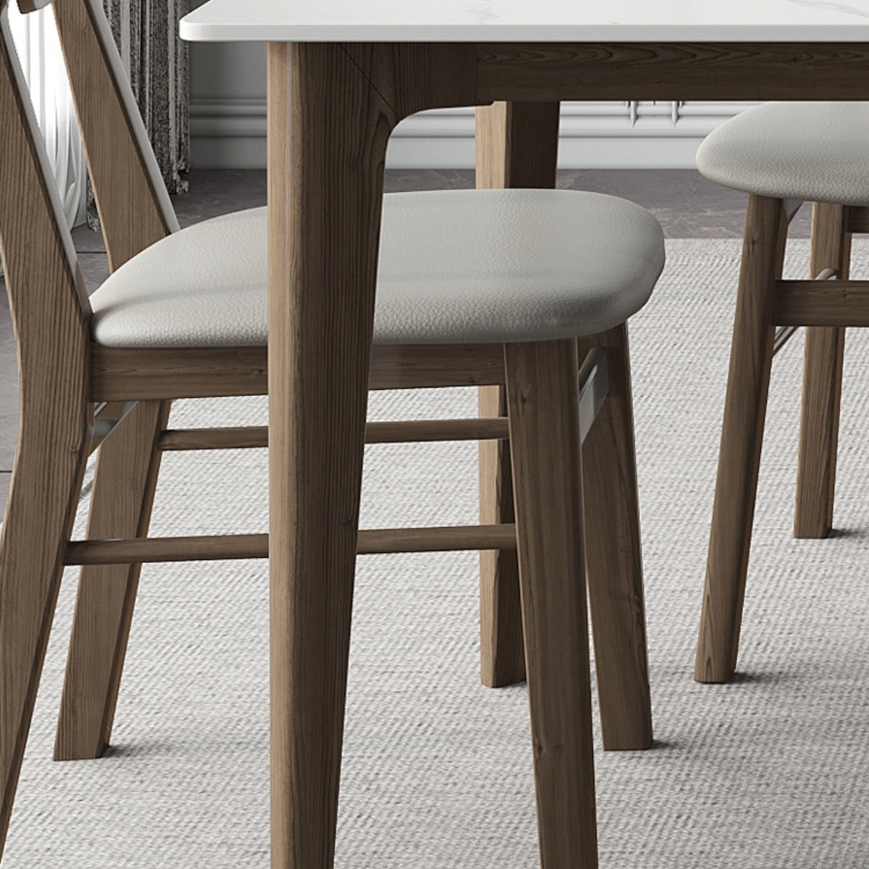 Modern 1/4/5/7 Pieces Furniture Stone Rectangle Dining Table Set in White Clearhalo 'Dining Room Sets' 'Dining Tables & Seating' 'dining_room_set' 'furn' 'furn_dining_room_set' 'Furniture' 'Kitchen & Dining Furniture' 6612453