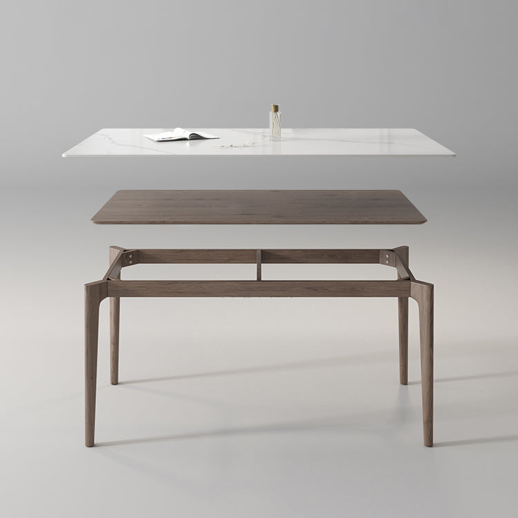 Modern 1/4/5/7 Pieces Furniture Stone Rectangle Dining Table Set in White Clearhalo 'Dining Room Sets' 'Dining Tables & Seating' 'dining_room_set' 'furn' 'furn_dining_room_set' 'Furniture' 'Kitchen & Dining Furniture' 6612454