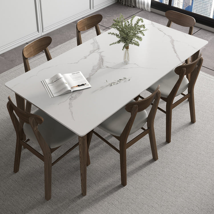 Modern 1/4/5/7 Pieces Furniture Stone Rectangle Dining Table Set in White Clearhalo 'Dining Room Sets' 'Dining Tables & Seating' 'dining_room_set' 'furn' 'furn_dining_room_set' 'Furniture' 'Kitchen & Dining Furniture' 6612456