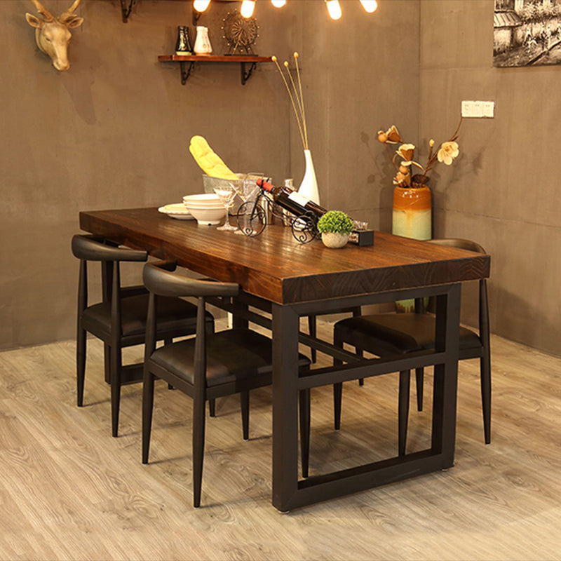 Industrial 1/2/3/4/5 pezzi mobili sedie da pranzo a rettangolo in legno massiccio impostati in marrone