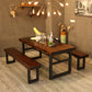 Industrial 1/2/3/4/5 pezzi mobili sedie da pranzo a rettangolo in legno massiccio impostati in marrone