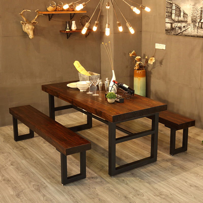 Industrial 1/2/3/4/5 pezzi mobili sedie da pranzo a rettangolo in legno massiccio impostati in marrone