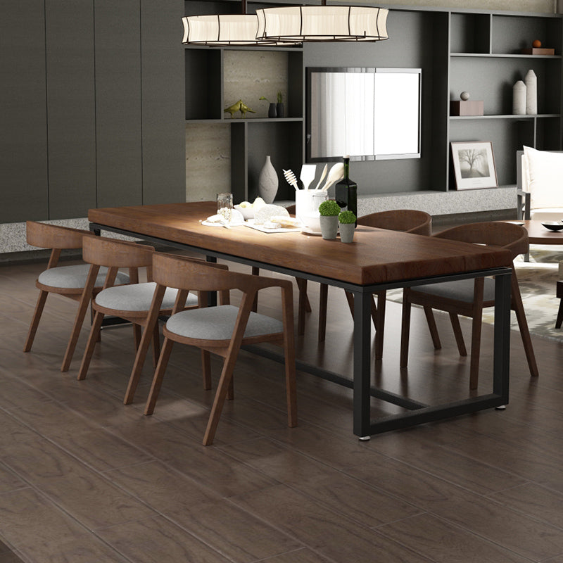 Contemporary 1/2/3/6/7 Pieces Furniture Rectangle Solid Wood Dining Table Set in Brown