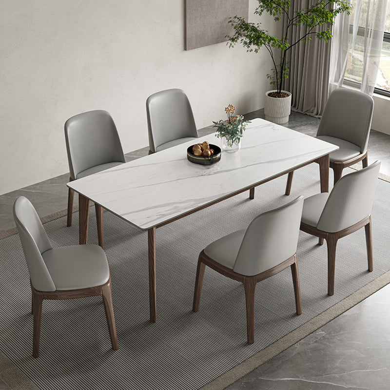 Modern 1/4/5/7 Pieces Dining Table Set Stone Rectangle Furniture in White Clearhalo 'Dining Room Sets' 'Dining Tables & Seating' 'dining_room_set' 'furn' 'furn_dining_room_set' 'Furniture' 'Kitchen & Dining Furniture' 6612581