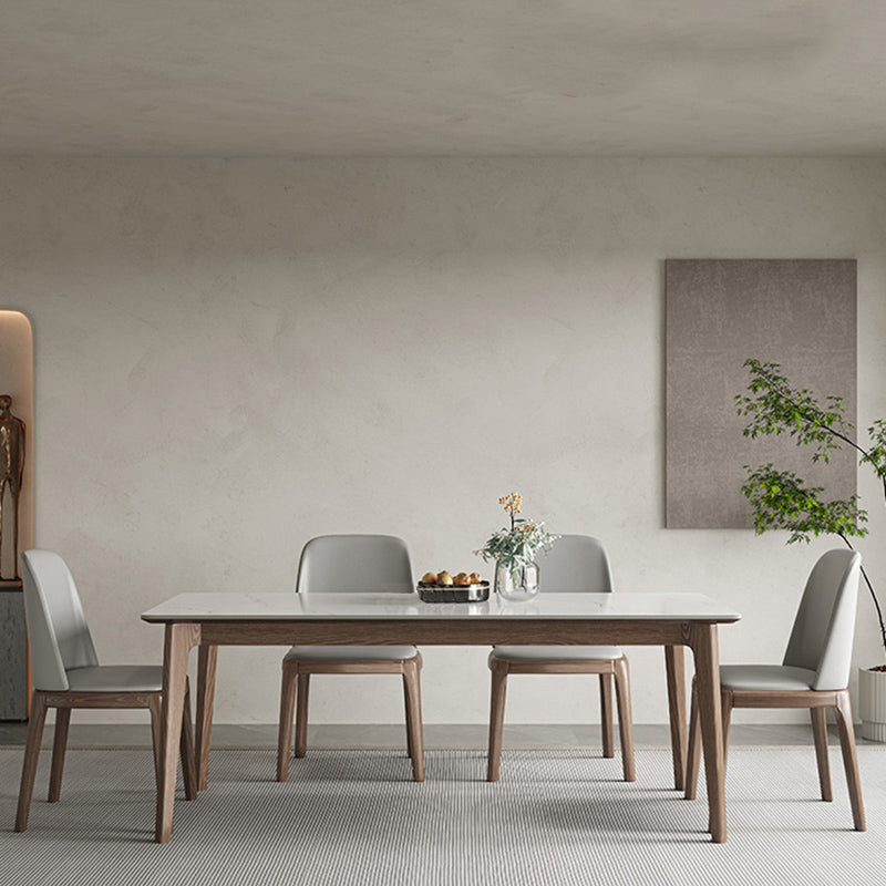 Modern 1/4/5/7 Pieces Dining Table Set Stone Rectangle Furniture in White Clearhalo 'Dining Room Sets' 'Dining Tables & Seating' 'dining_room_set' 'furn' 'furn_dining_room_set' 'Furniture' 'Kitchen & Dining Furniture' 6612583