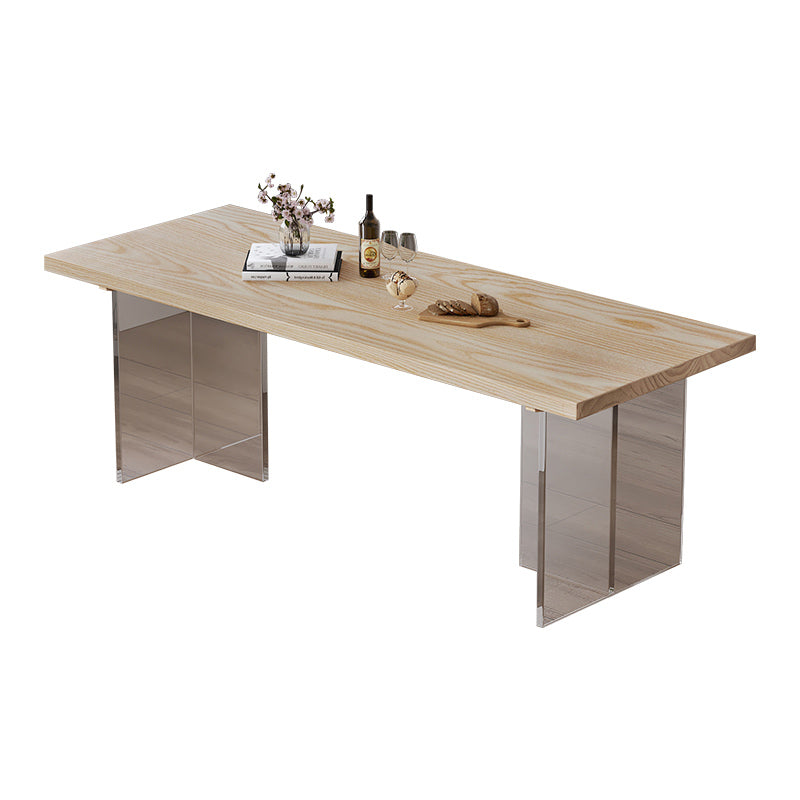 Industrial 1/2/5 Pieces Furniture Solid Wood Rectangle Dining Chairs Set in Natural Wood 118"L x 39"W Clearhalo 'Dining Room Sets' 'Dining Tables & Seating' 'dining_room_set' 'furn' 'furn_dining_room_set' 'Furniture' 'Kitchen & Dining Furniture' 6612646