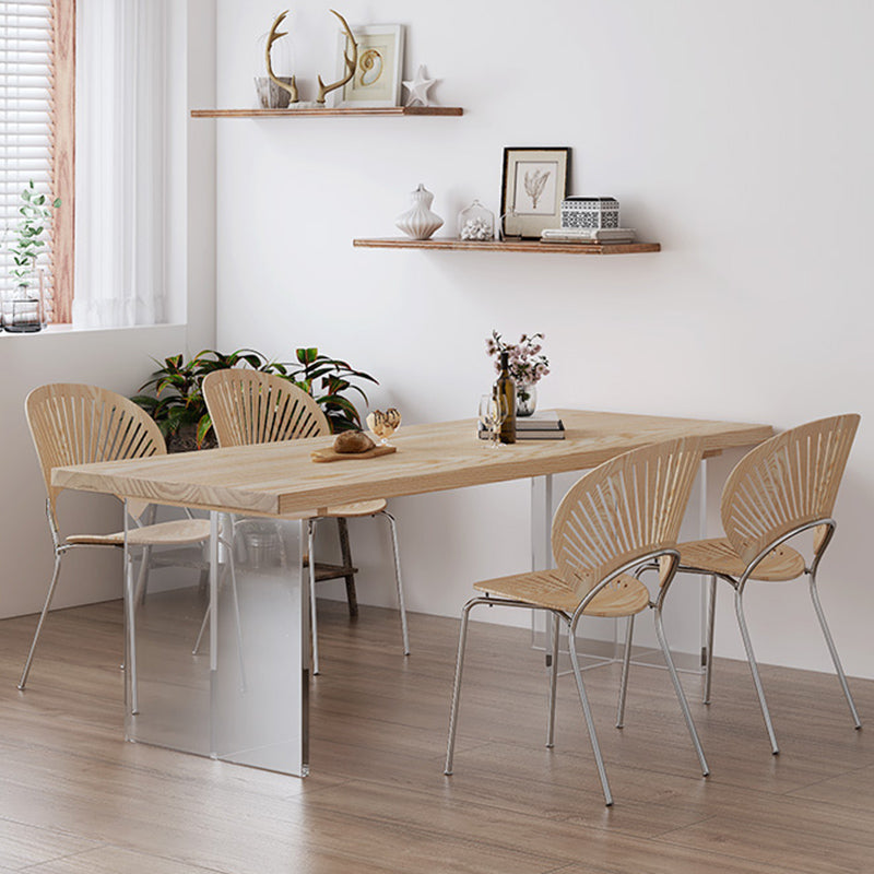 Industrial 1/2/5 Pieces Furniture Solid Wood Rectangle Dining Chairs Set in Natural Clearhalo 'Dining Room Sets' 'Dining Tables & Seating' 'dining_room_set' 'furn' 'furn_dining_room_set' 'Furniture' 'Kitchen & Dining Furniture' 6612654
