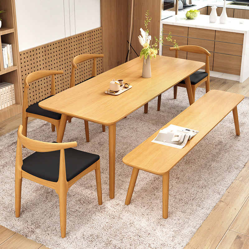 Juego de comedor moderno 1/4/5/6/7 PCS Mesa de comedor de madera maciza rectángulo y sillas sin brazos