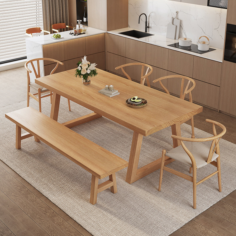 Moderne eetgelegenheid 1/3/4/5/6/7 PCS Massieve houten eettafel en stoelen in natuurlijk