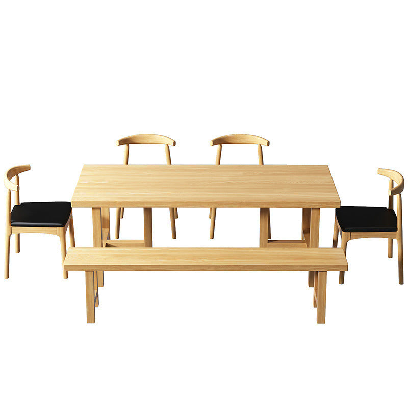 Industrial 1/2/7 Pieces Furniture Solid Wood Rectangle Dining Set in Natural