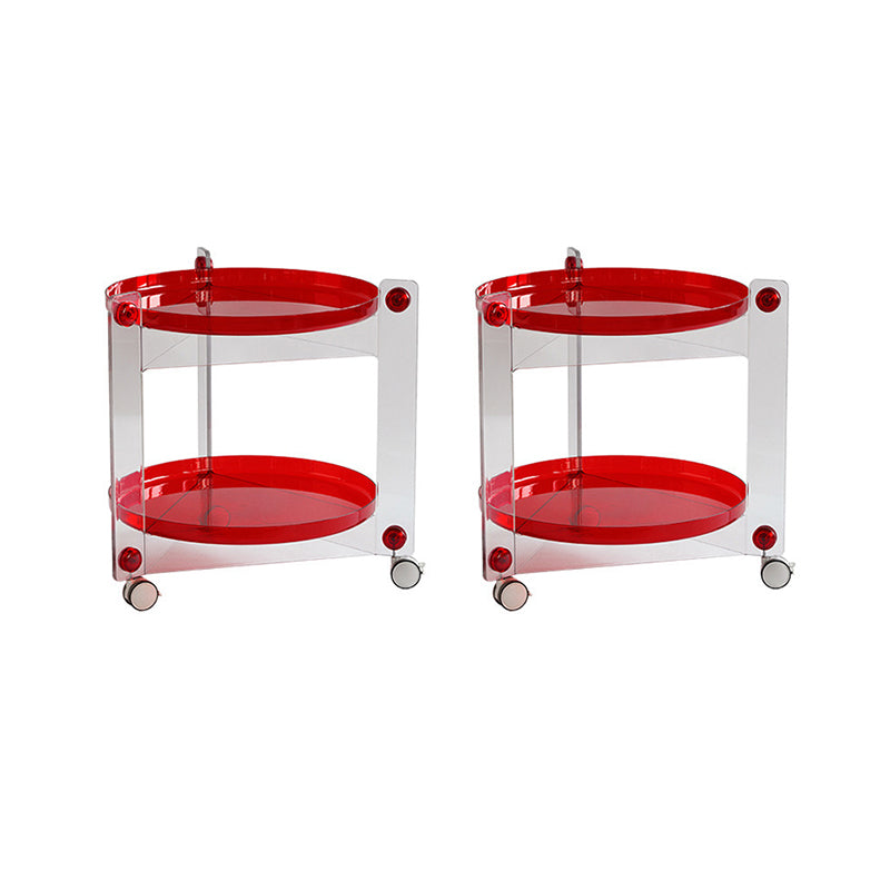 Moderner Acryl -runder Beistelltisch mit Casters Tably Top 2 - Tier End Table Set