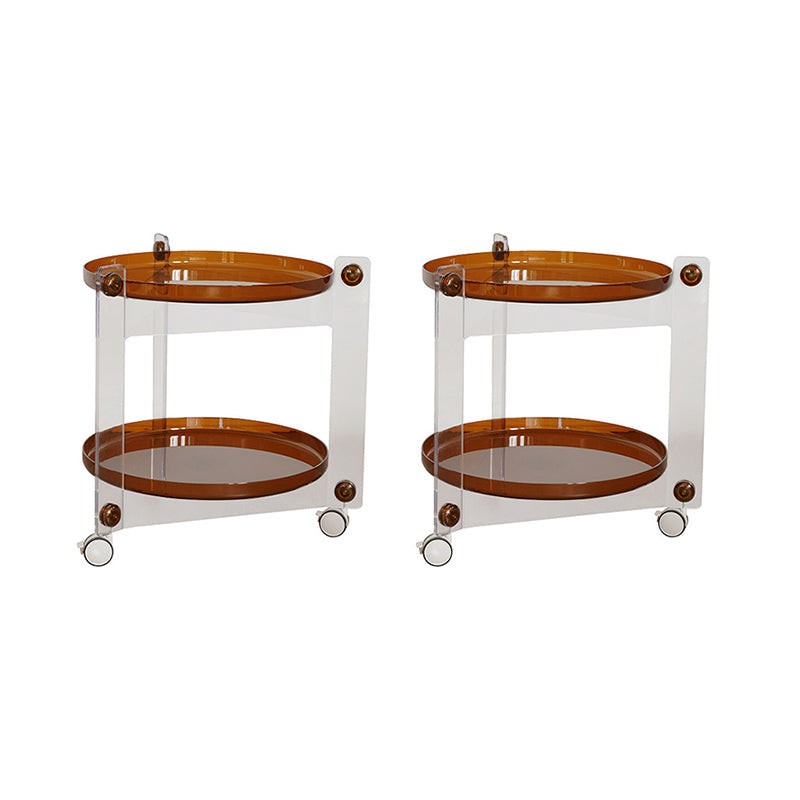 Moderner Acryl -runder Beistelltisch mit Casters Tably Top 2 - Tier End Table Set