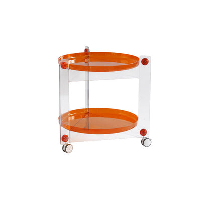 Contemporary Tray Top End Table Set Dia 25.6" 2 - Tier Side Table with Casters