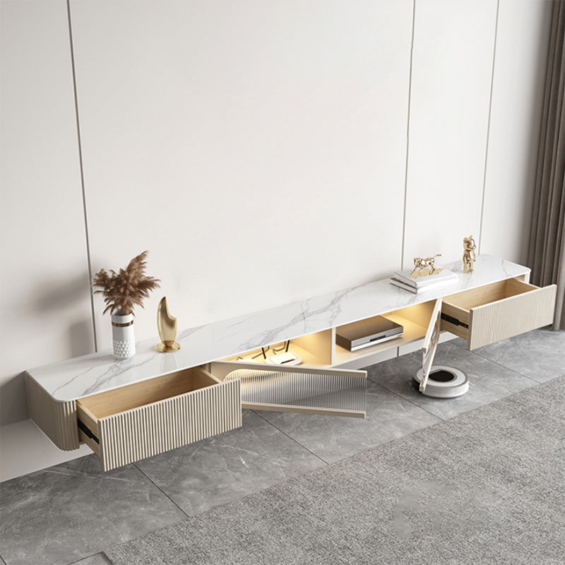 Contemporary Media Console Floating Stone Stand Console with Doors 94.5"L x 12"W x 10"H Clearhalo 'furn' 'furn_tv_stands_entertainment_centers' 'Furniture' 'Living Room Furniture' 'TV Stands & Entertainment Centers' 'TV Stands & Media Storage Furniture' 'tv_stands_entertainment_centers' 6617461