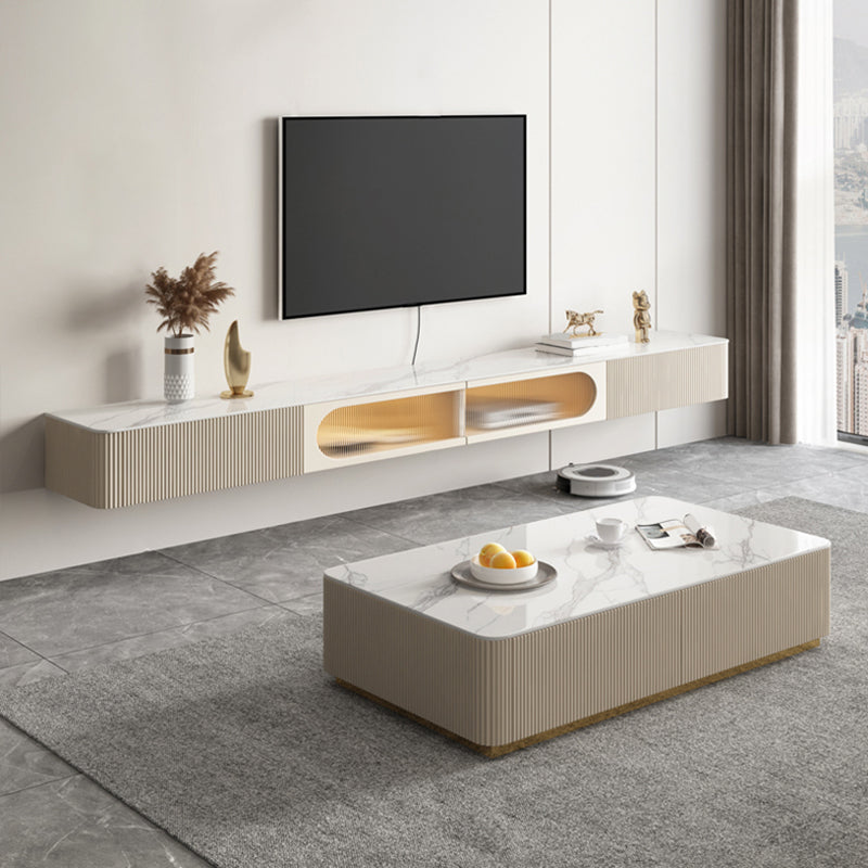Contemporary Media Console Floating Stone Stand Console with Doors Clearhalo 'furn' 'furn_tv_stands_entertainment_centers' 'Furniture' 'Living Room Furniture' 'TV Stands & Entertainment Centers' 'TV Stands & Media Storage Furniture' 'tv_stands_entertainment_centers' 6617462