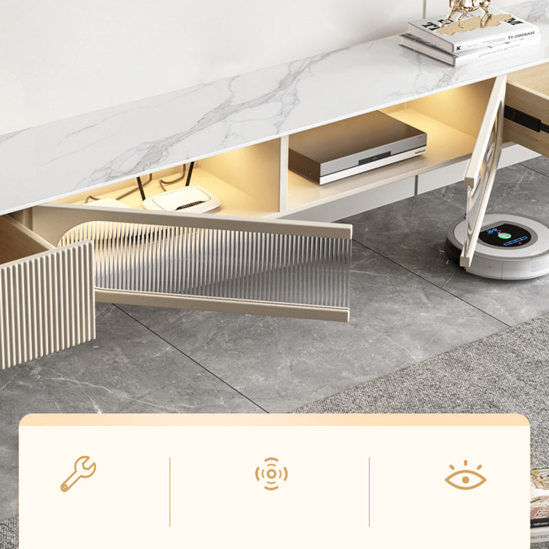 Contemporary Media Console Floating Stone Stand Console with Doors Clearhalo 'furn' 'furn_tv_stands_entertainment_centers' 'Furniture' 'Living Room Furniture' 'TV Stands & Entertainment Centers' 'TV Stands & Media Storage Furniture' 'tv_stands_entertainment_centers' 6617466
