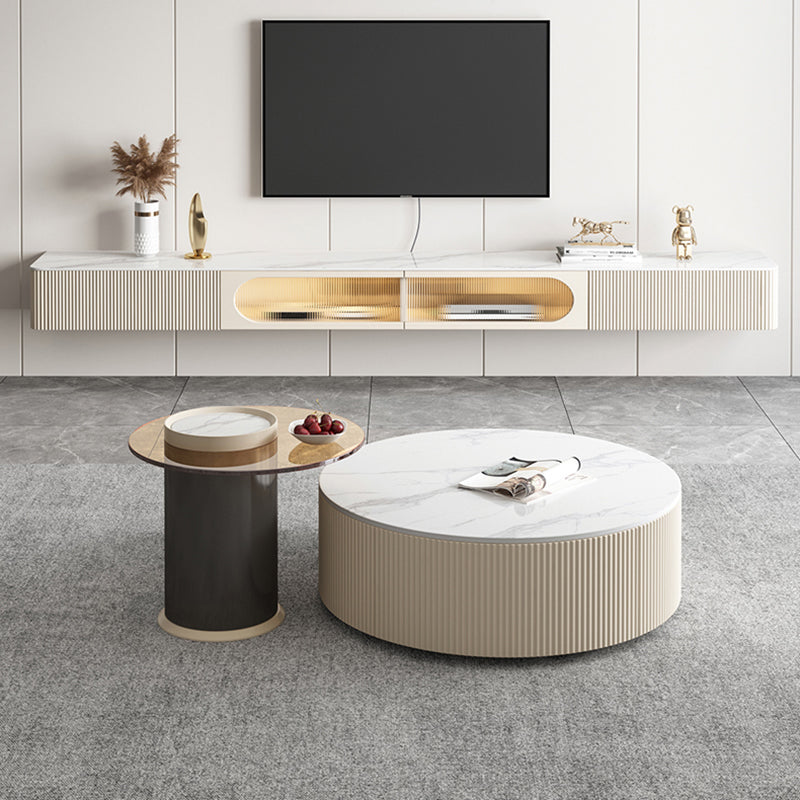 Contemporary Media Console Floating Stone Stand Console with Doors Clearhalo 'furn' 'furn_tv_stands_entertainment_centers' 'Furniture' 'Living Room Furniture' 'TV Stands & Entertainment Centers' 'TV Stands & Media Storage Furniture' 'tv_stands_entertainment_centers' 6617468