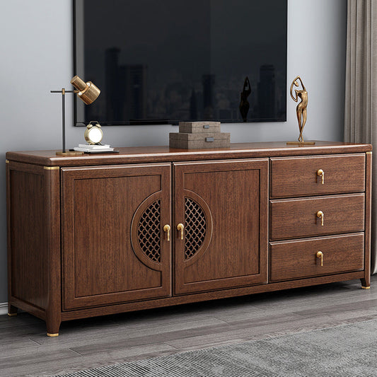 Console di stand di noci marrone vintage marrone con cassetti