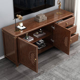 Console di stand di noci marrone vintage marrone con cassetti