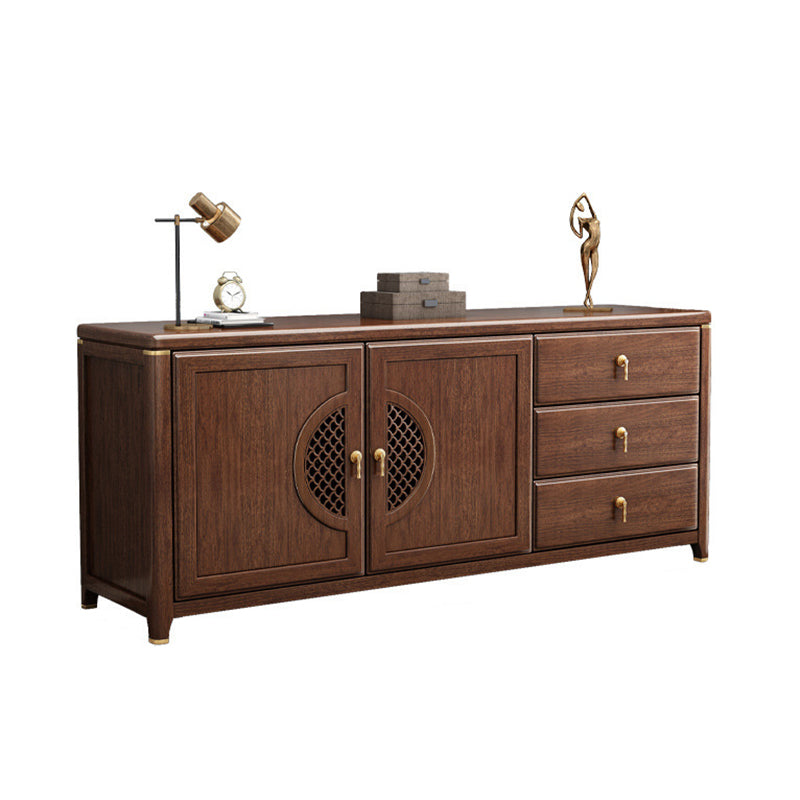 Vintage Brown Media Console Walnut Stand Console with Drawers Clearhalo 'furn' 'furn_tv_stands_entertainment_centers' 'Furniture' 'Living Room Furniture' 'TV Stands & Entertainment Centers' 'TV Stands & Media Storage Furniture' 'tv_stands_entertainment_centers' 6617511