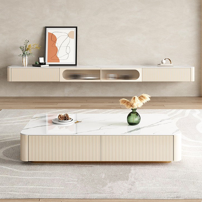 Console multimediale contemporanea Porta TV Console TV in pietra con cassetti