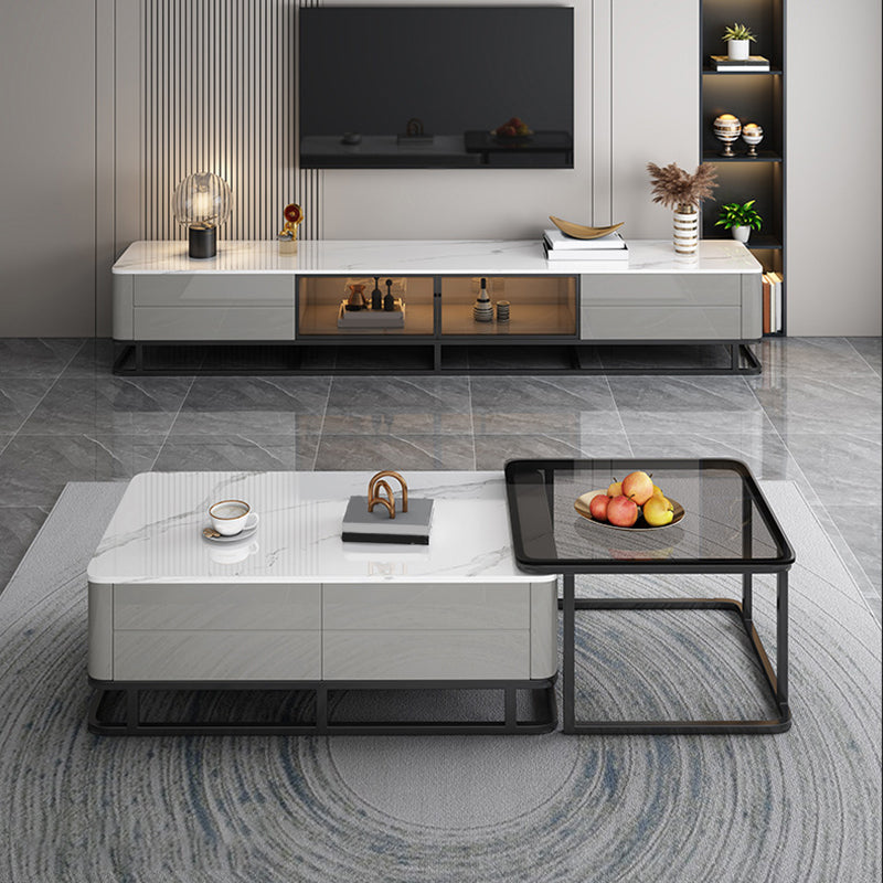 Console multimediale moderna Porta TV Porta TV in pietra Console con cassetti