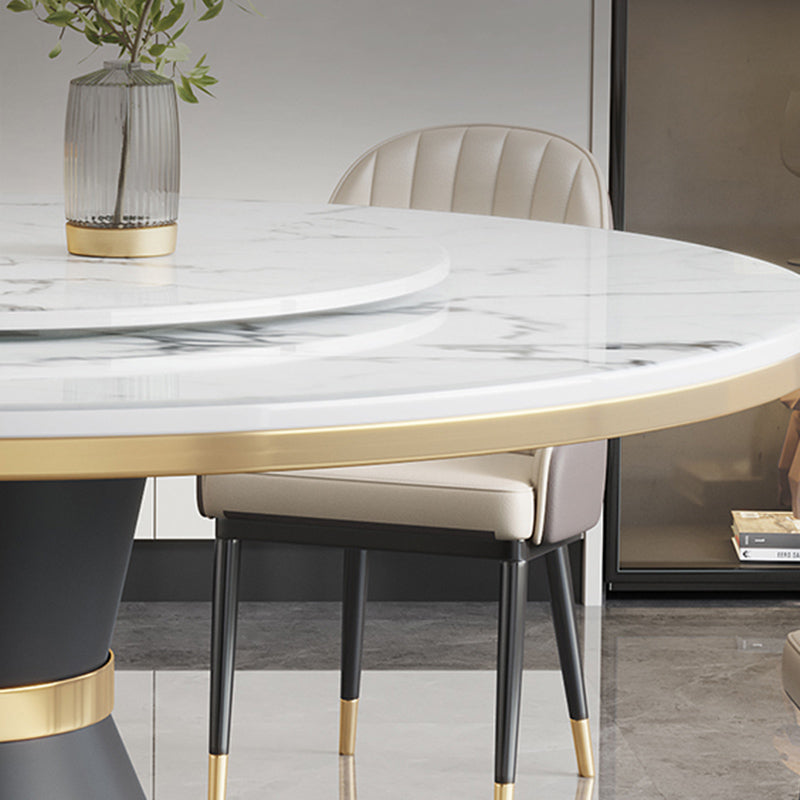 Modern Dining Set 1/5/7 Pcs Round Marble Dining Table and Upholstered Chairs Clearhalo 'Dining Room Sets' 'Dining Tables & Seating' 'dining_room_set' 'furn' 'furn_dining_room_set' 'Furniture' 'Kitchen & Dining Furniture' 6617741