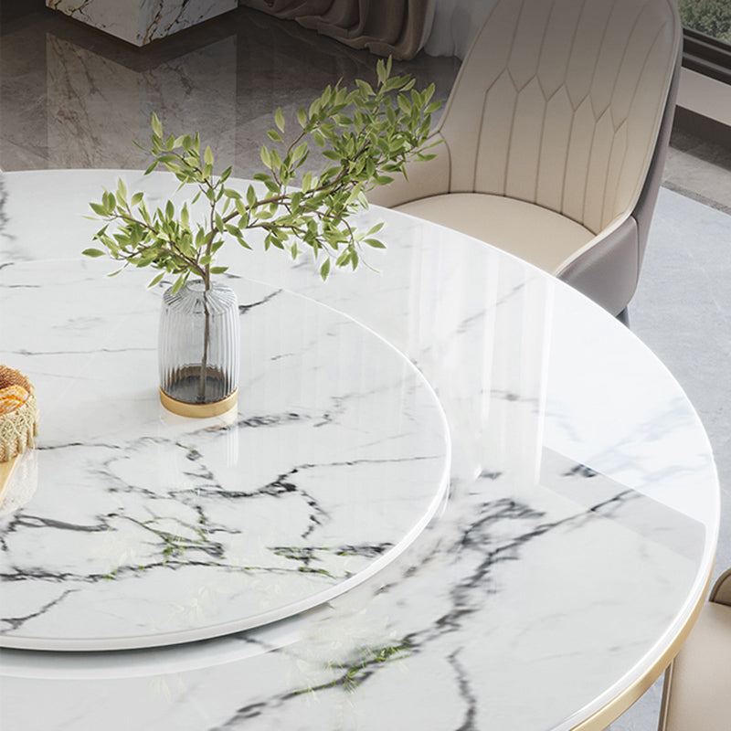 Modern Dining Set 1/5/7 Pcs Round Marble Dining Table and Upholstered Chairs Clearhalo 'Dining Room Sets' 'Dining Tables & Seating' 'dining_room_set' 'furn' 'furn_dining_room_set' 'Furniture' 'Kitchen & Dining Furniture' 6617742