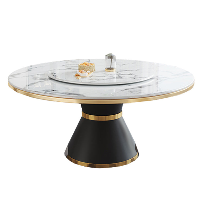 Modern Dining Set 1/5/7 Pcs Round Marble Dining Table and Upholstered Chairs Dining Table Unavailable Clearhalo 'Dining Room Sets' 'Dining Tables & Seating' 'dining_room_set' 'furn' 'furn_dining_room_set' 'Furniture' 'Kitchen & Dining Furniture' 6617743