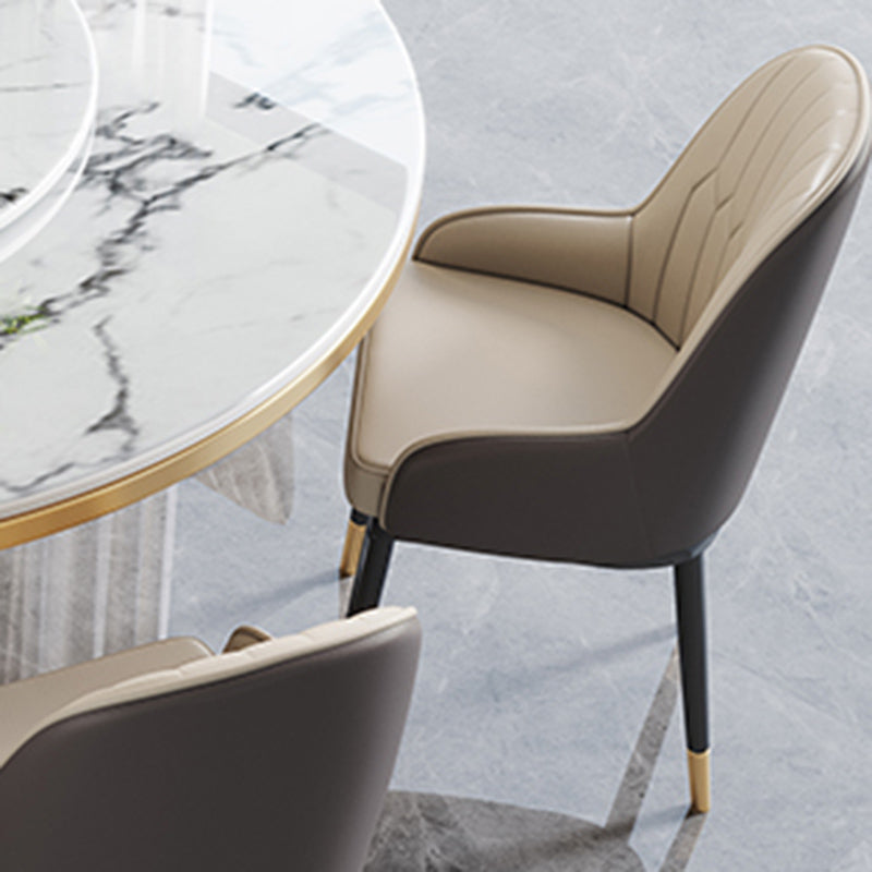 Modern Dining Set 1/5/7 Pcs Round Marble Dining Table and Upholstered Chairs Clearhalo 'Dining Room Sets' 'Dining Tables & Seating' 'dining_room_set' 'furn' 'furn_dining_room_set' 'Furniture' 'Kitchen & Dining Furniture' 6617745